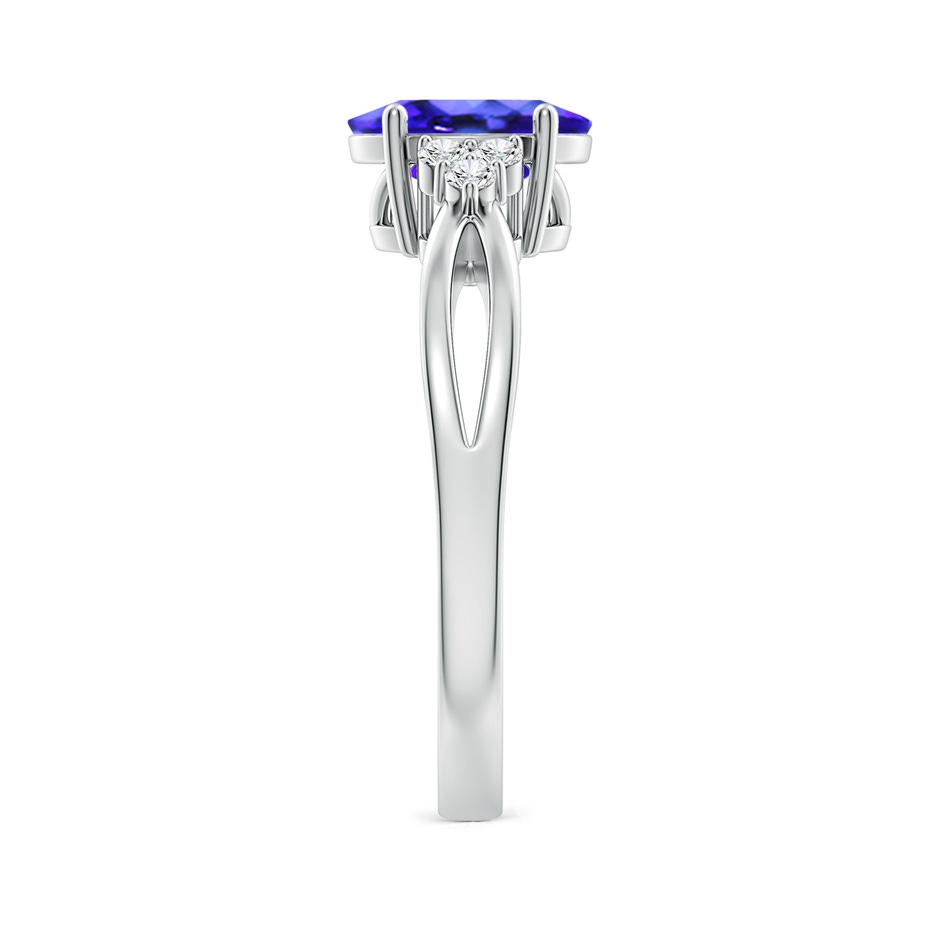 8x6mm AAA Oval Tanzanite Split Shank Ring with Trio Diamonds in P950 Platinum side-2
