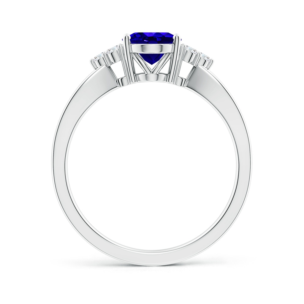 8x6mm AAAA Oval Tanzanite Split Shank Ring with Trio Diamonds in 10K White Gold - side_1