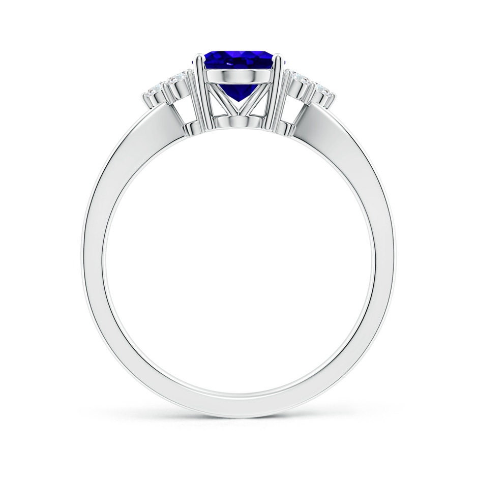 8x6mm AAAA Oval Tanzanite Split Shank Ring with Trio Diamonds in 10K White Gold side-1