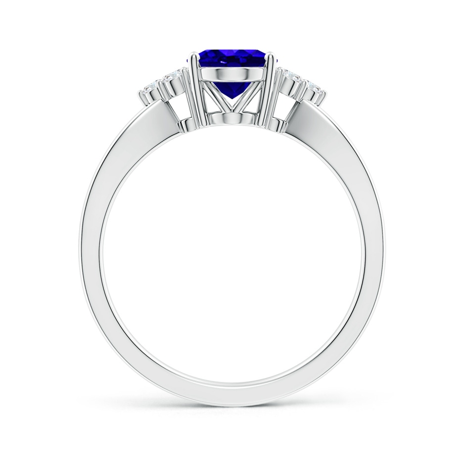 8x6mm AAAA Oval Tanzanite Split Shank Ring with Trio Diamonds in P950 Platinum side-1