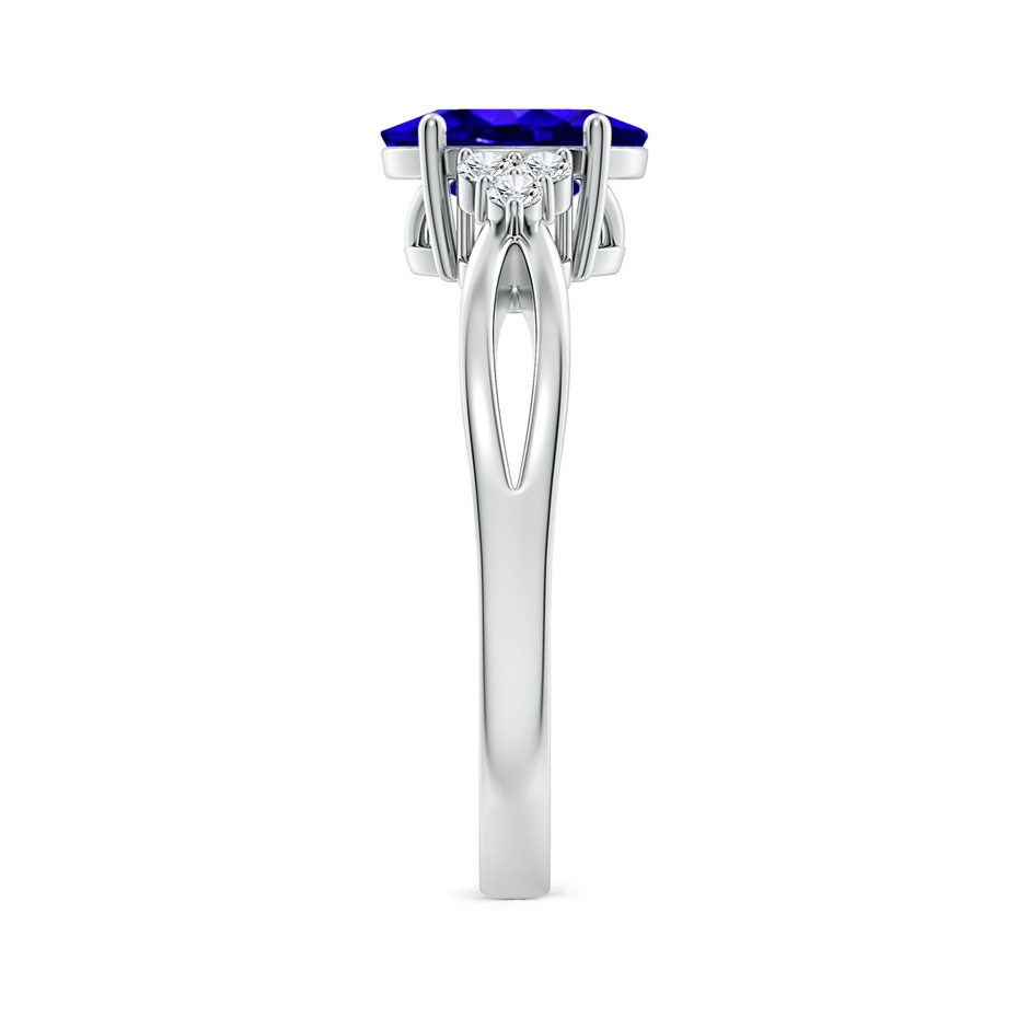 8x6mm AAAA Oval Tanzanite Split Shank Ring with Trio Diamonds in P950 Platinum side-2