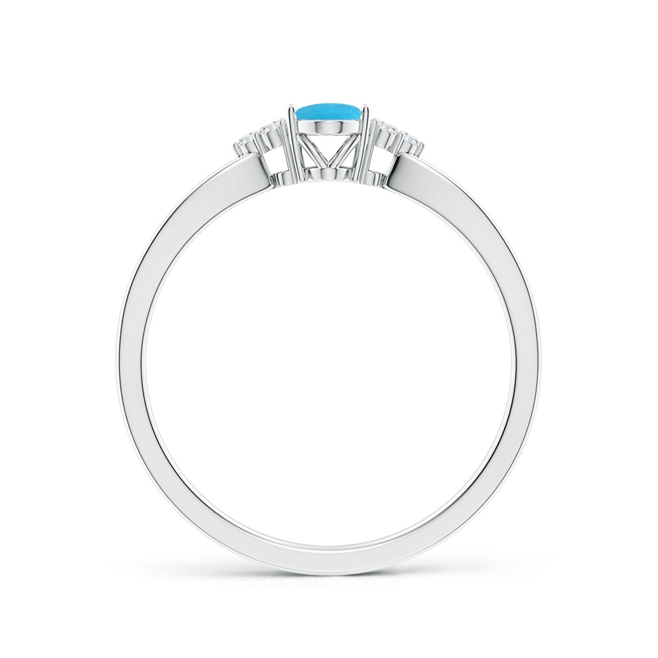6x4mm A Solitaire Oval Turquoise Split Shank Ring with Trio Diamonds in White Gold side-1