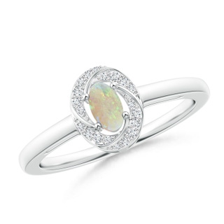 5x3mm AAA Classic Prong-Set Opal Pinwheel Ring with Diamonds in White Gold