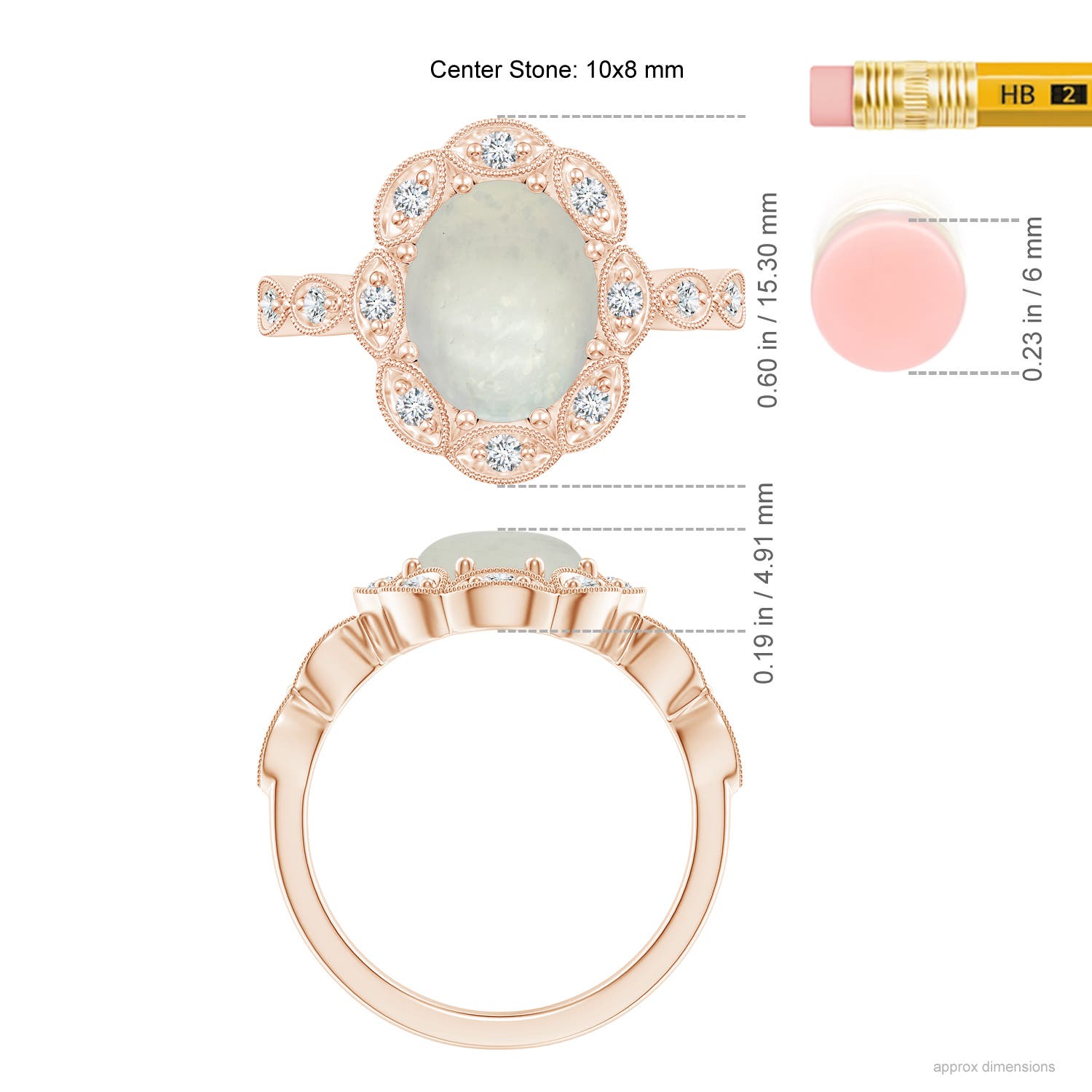 A - Moonstone / 2.67 CT / 14 KT Rose Gold