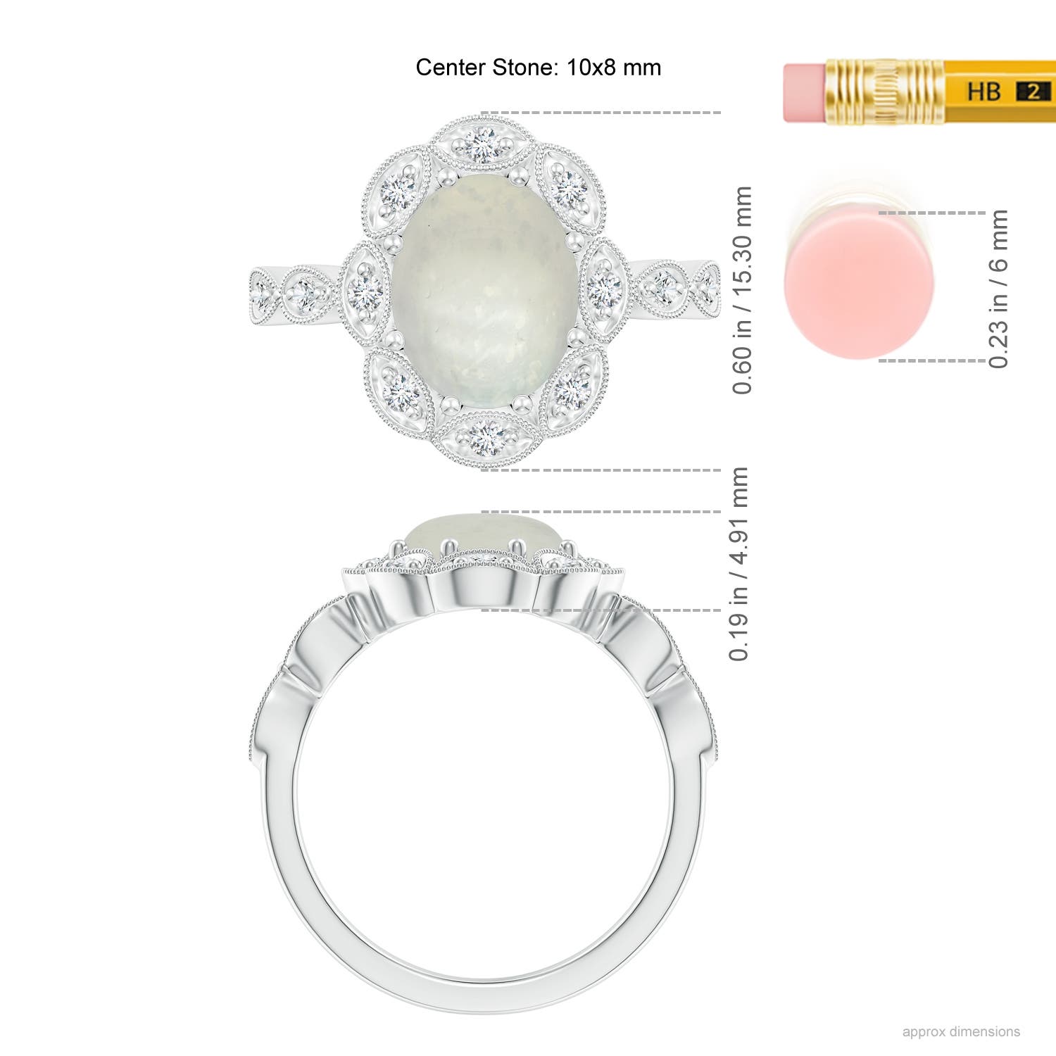 A - Moonstone / 2.67 CT / 14 KT White Gold