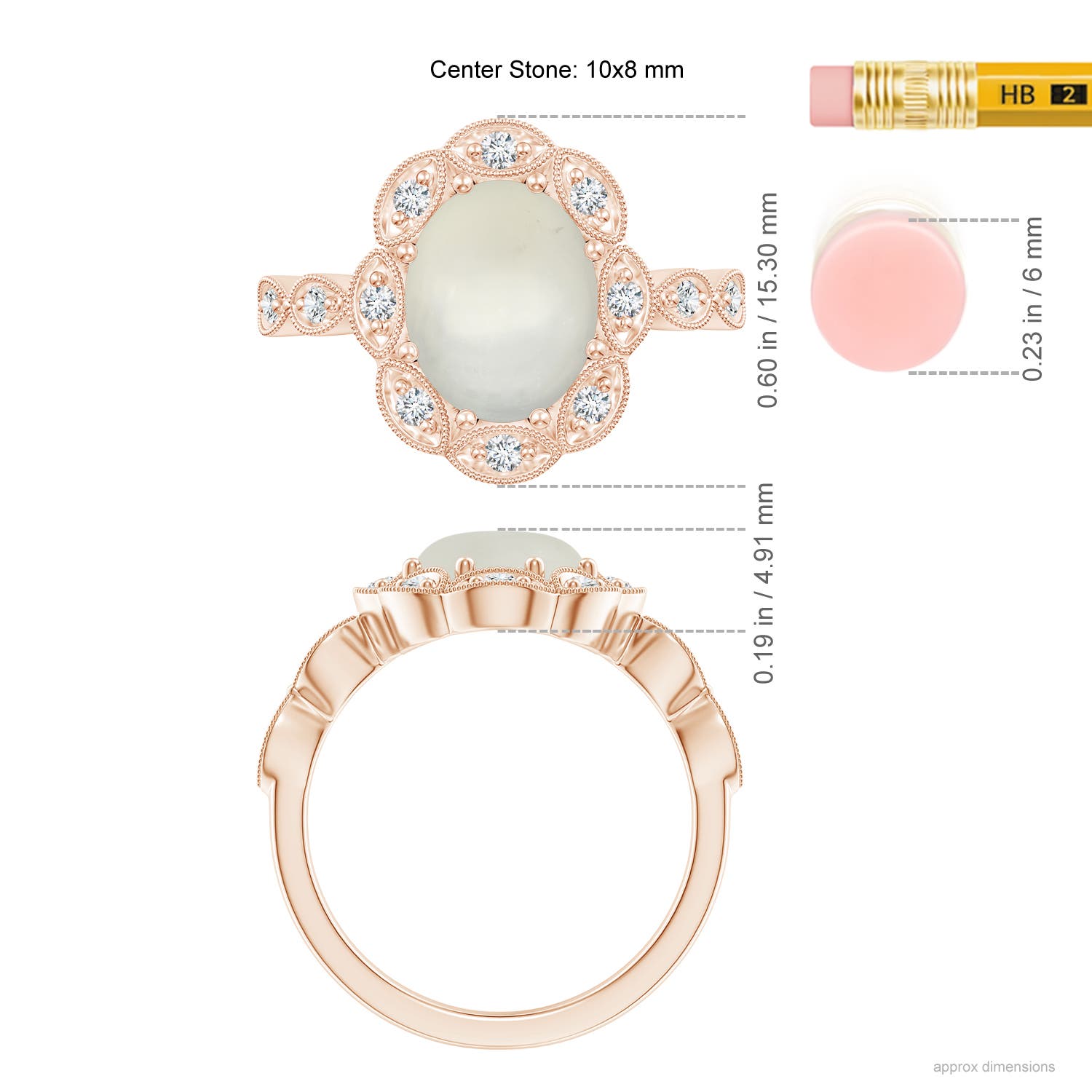 AAA - Moonstone / 2.67 CT / 14 KT Rose Gold