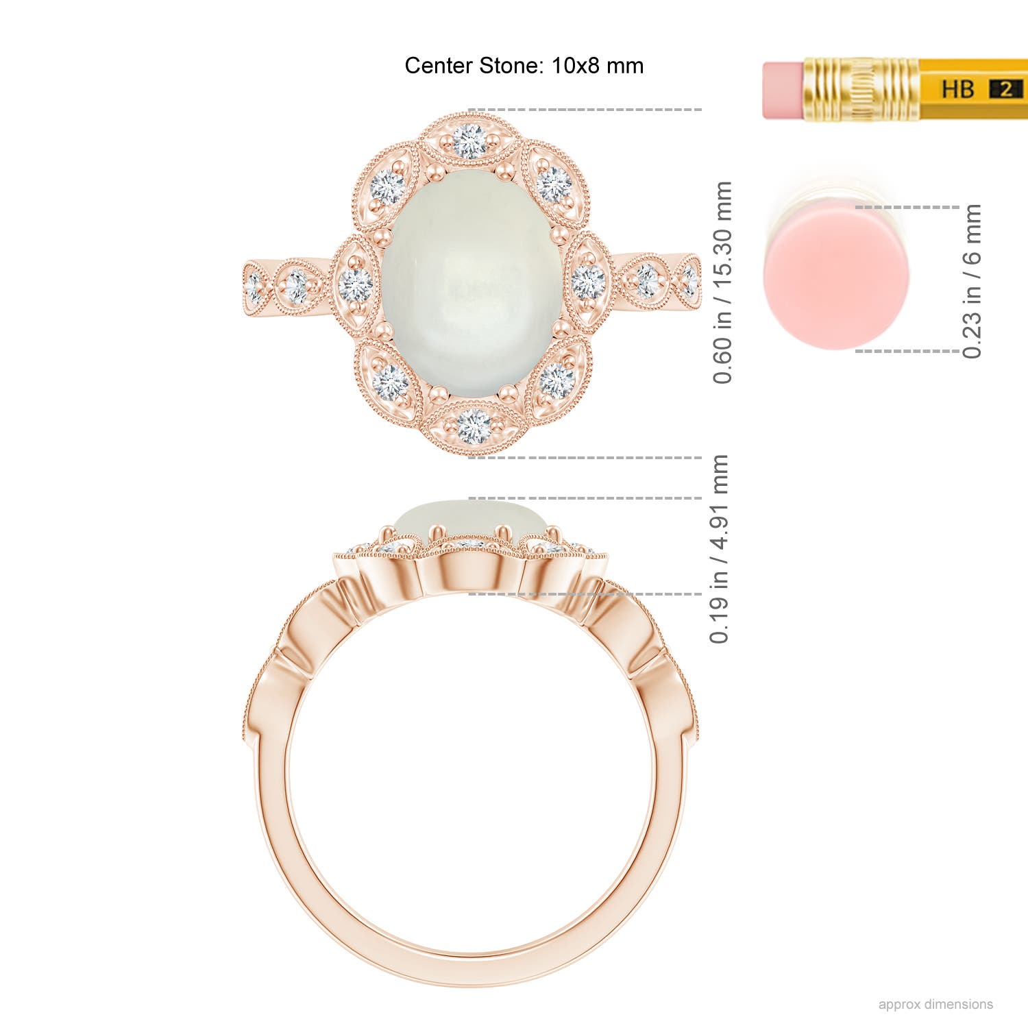 AAAA - Moonstone / 2.67 CT / 14 KT Rose Gold