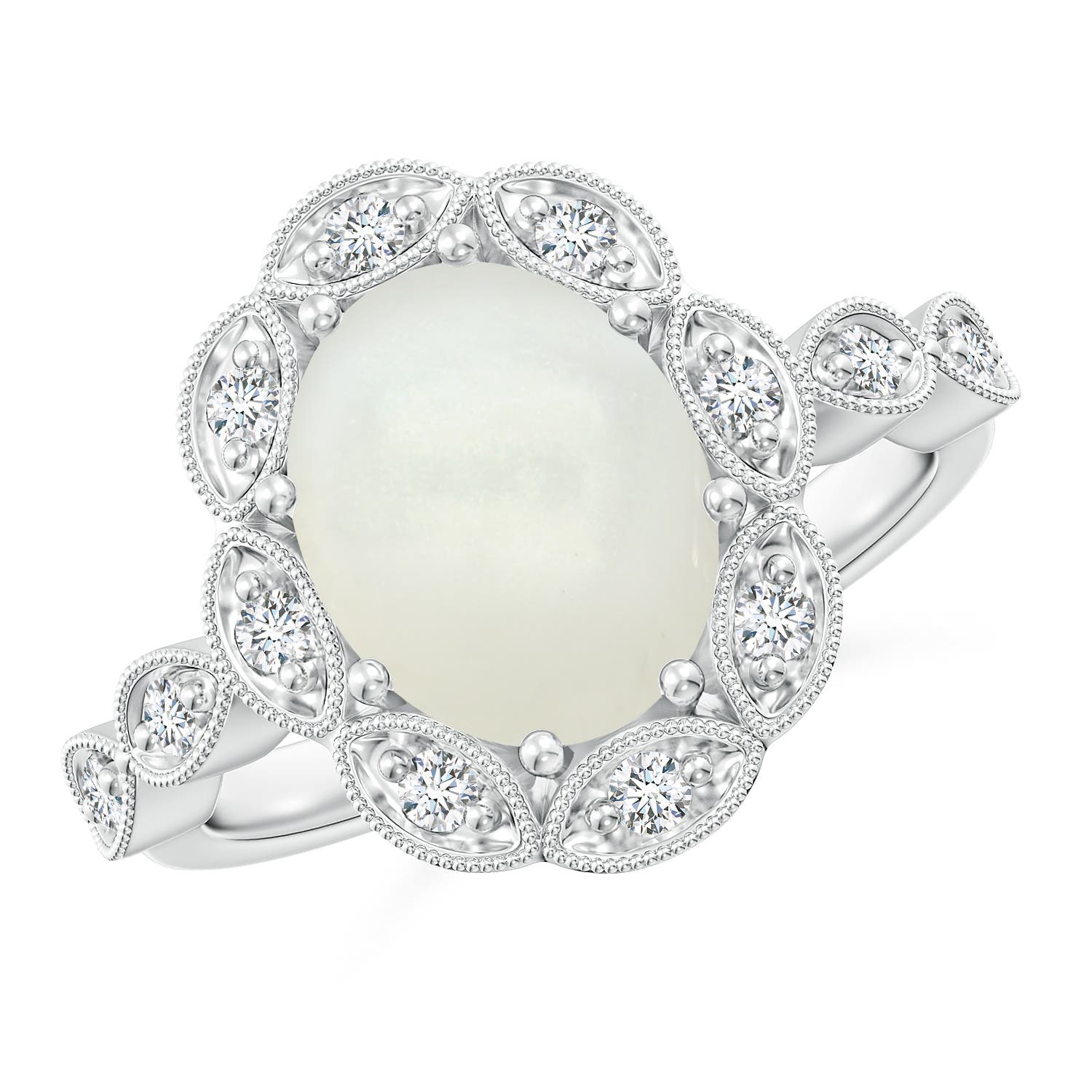 AAAA - Moonstone / 2.67 CT / 14 KT White Gold