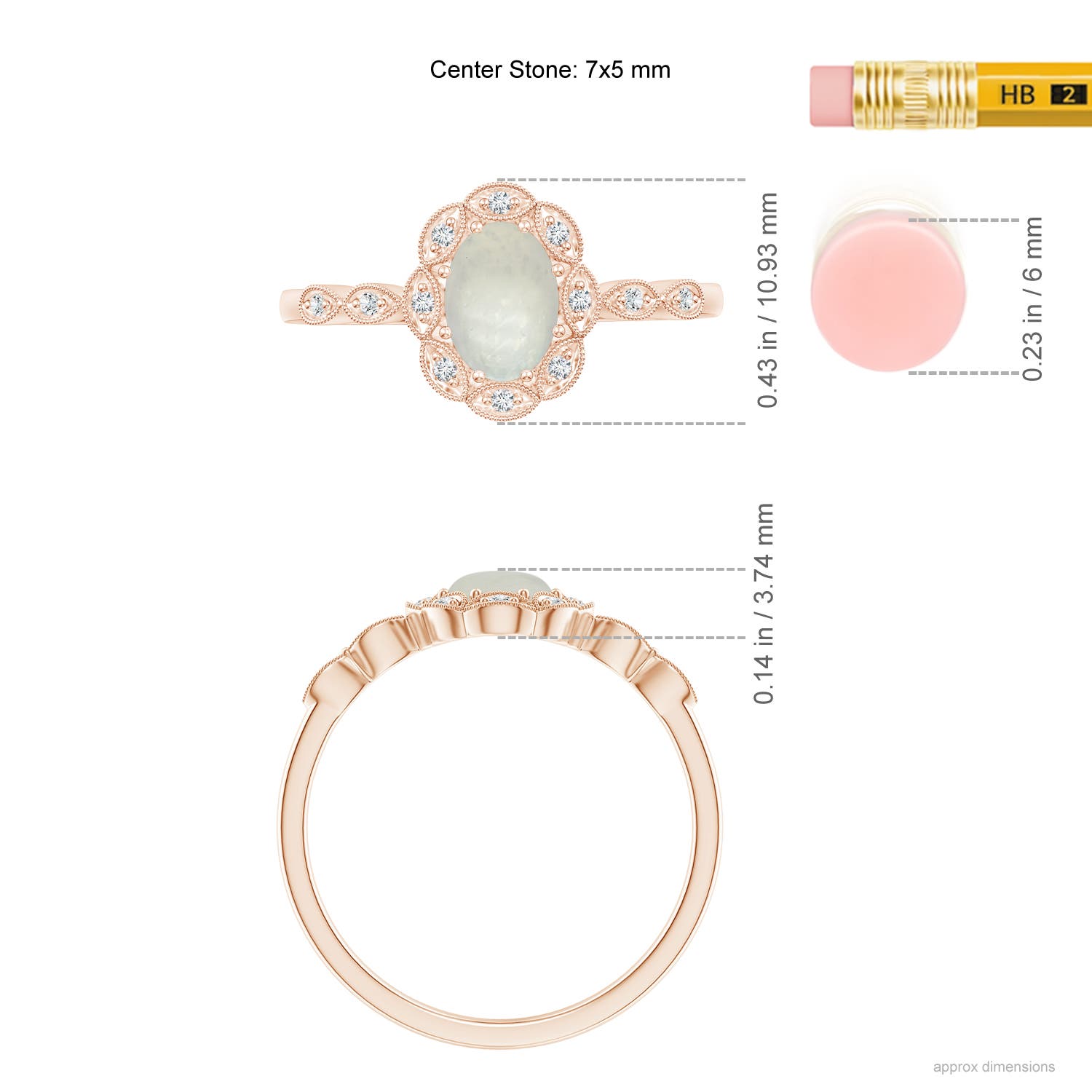 A - Moonstone / 0.74 CT / 14 KT Rose Gold