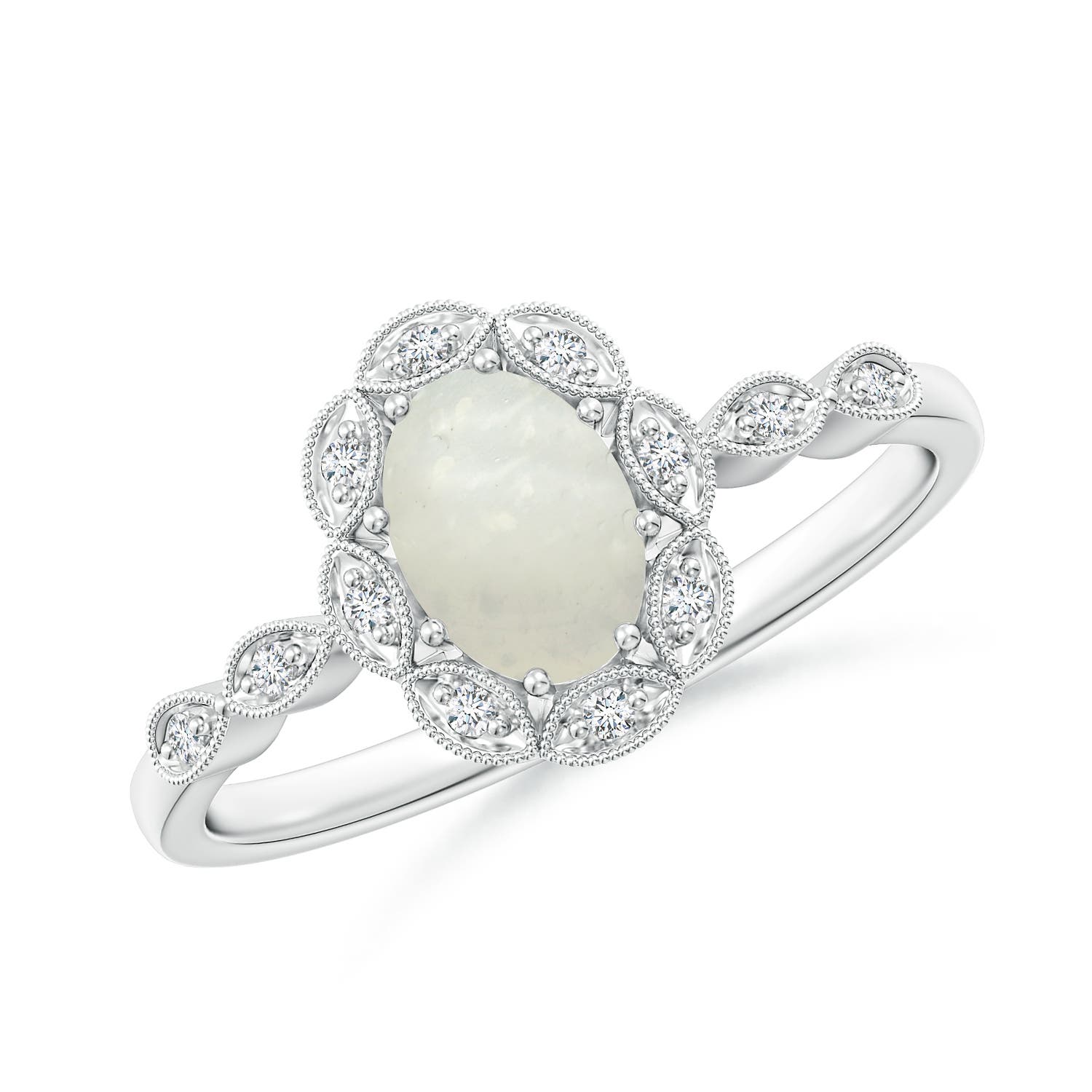 A - Moonstone / 0.74 CT / 14 KT White Gold