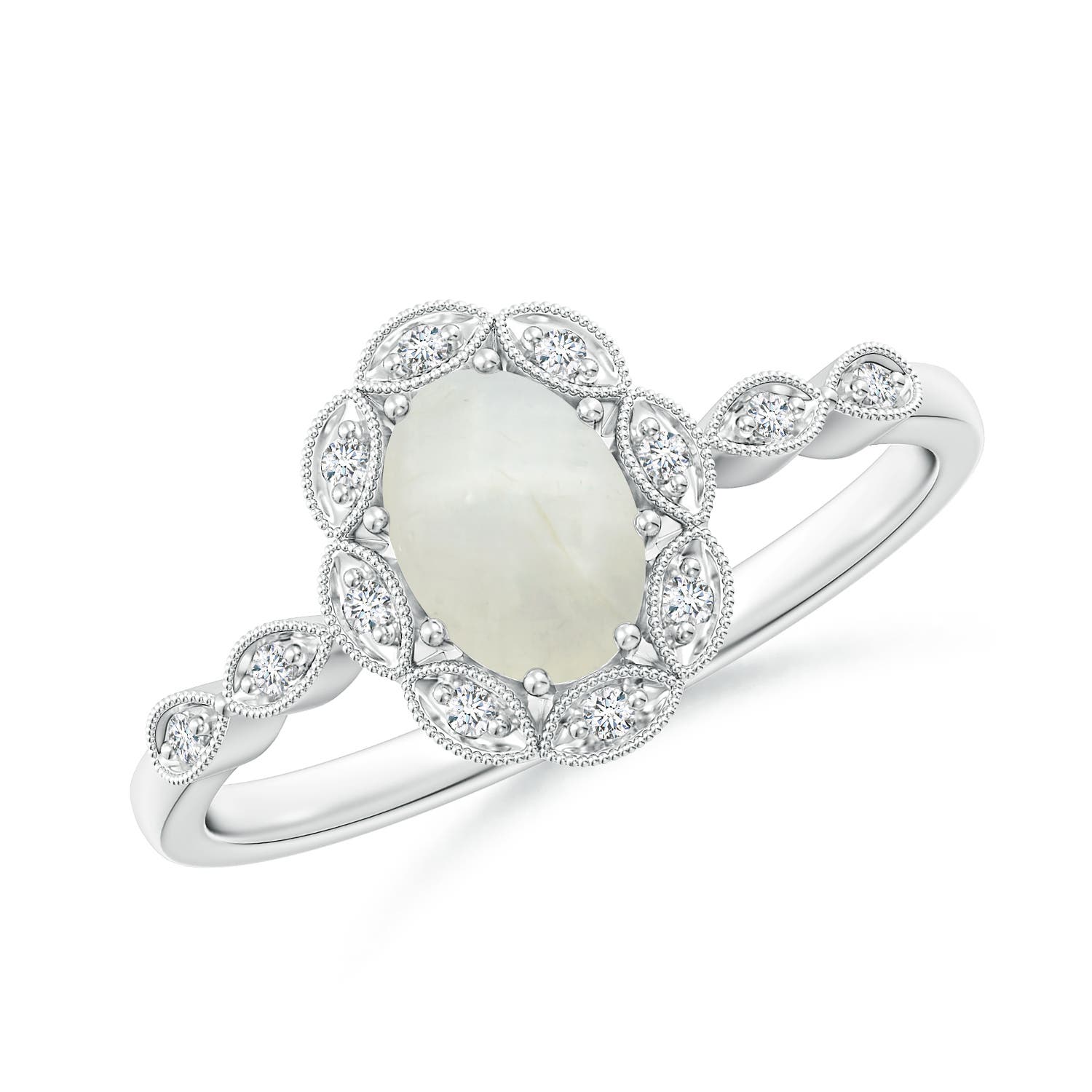 AA - Moonstone / 0.74 CT / 14 KT White Gold