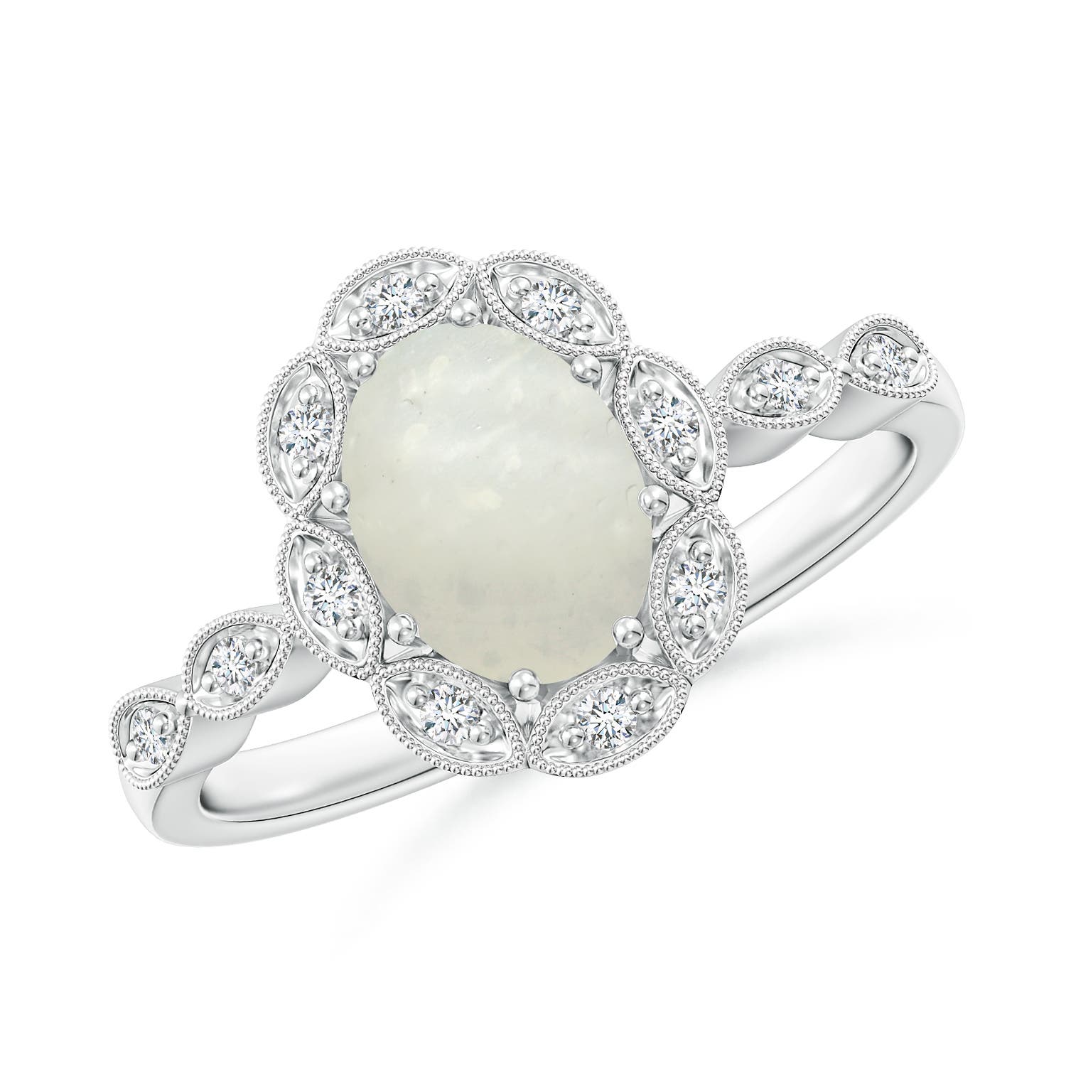 A - Moonstone / 1.2 CT / 14 KT White Gold