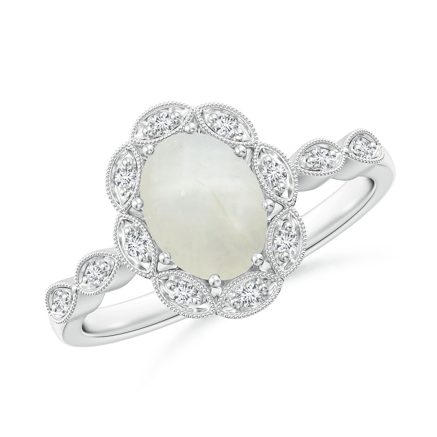 AA - Moonstone / 1.2 CT / 14 KT White Gold