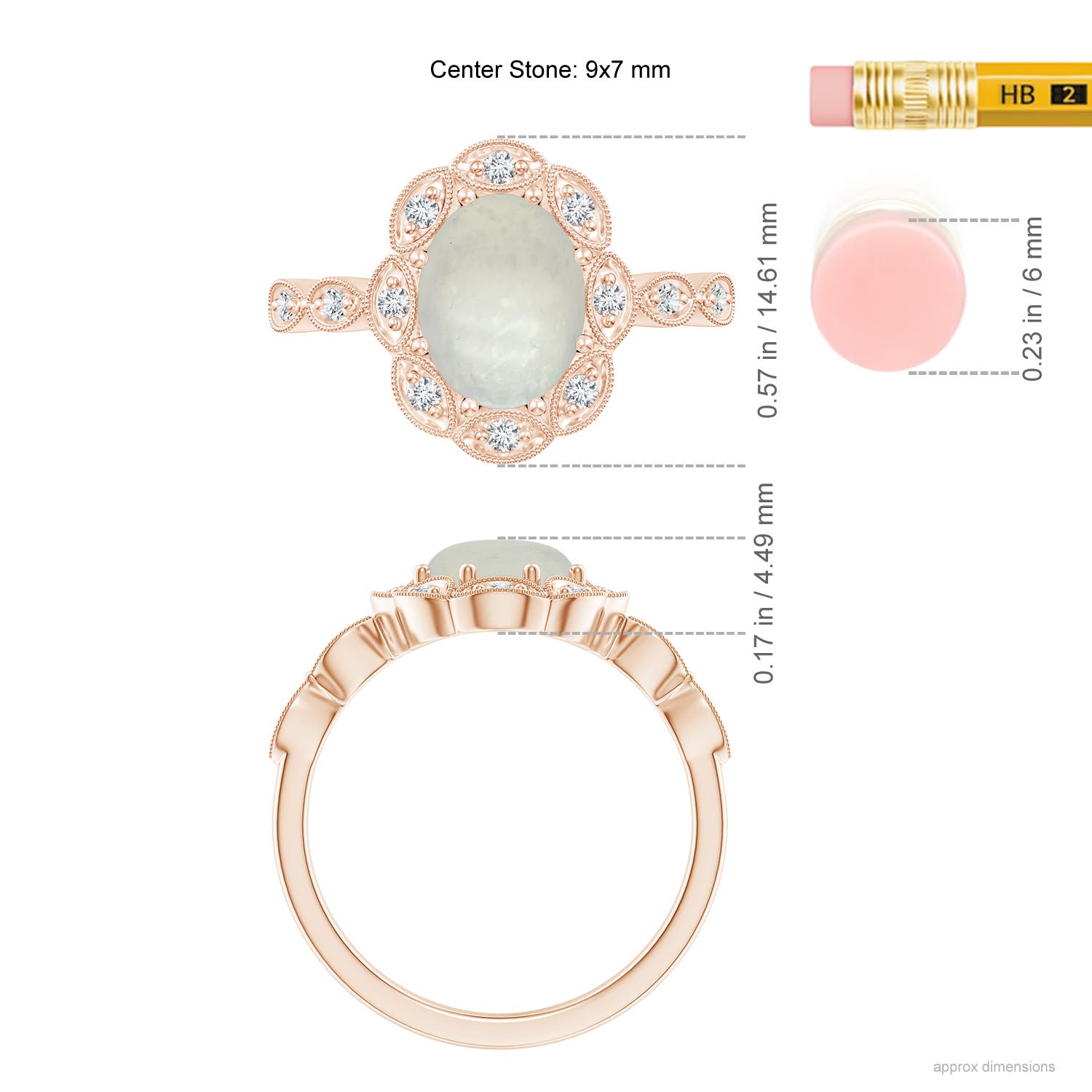 A - Moonstone / 1.84 CT / 14 KT Rose Gold