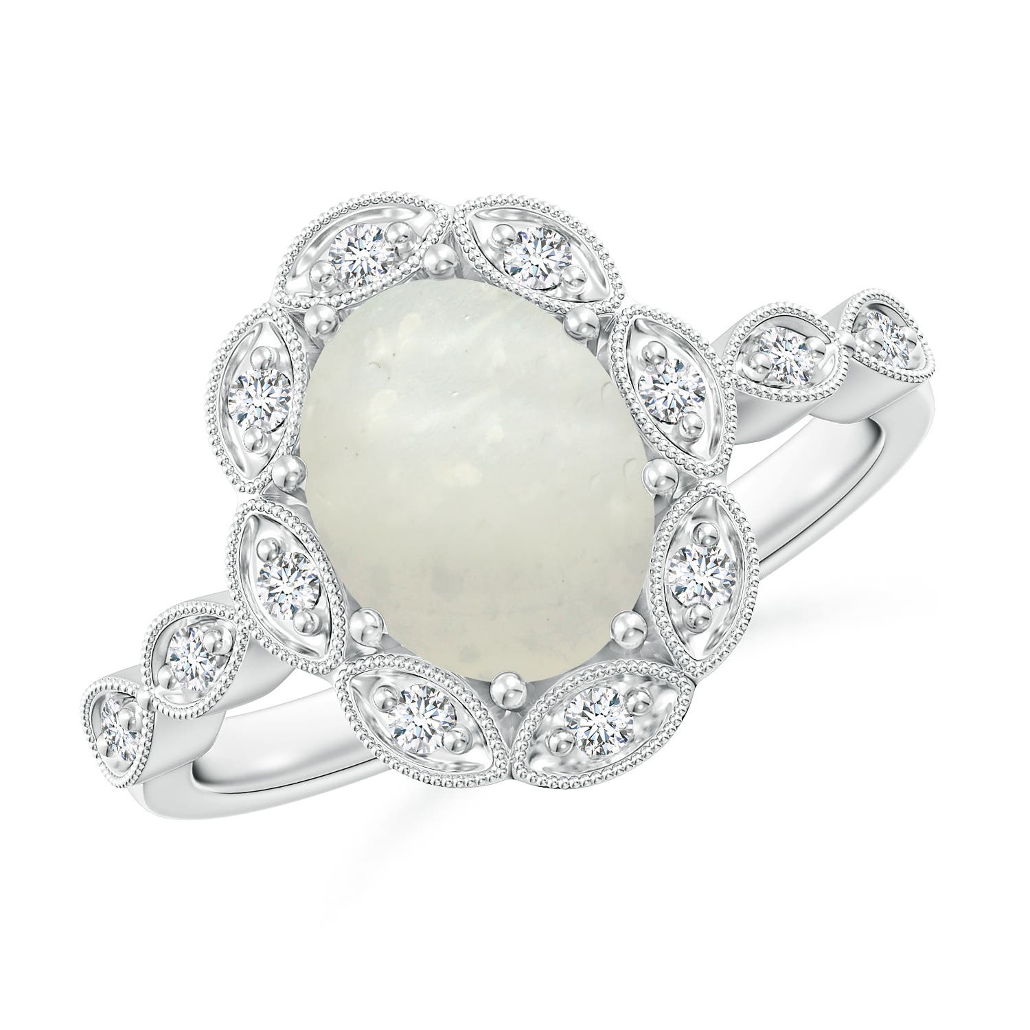 A - Moonstone / 1.84 CT / 14 KT White Gold