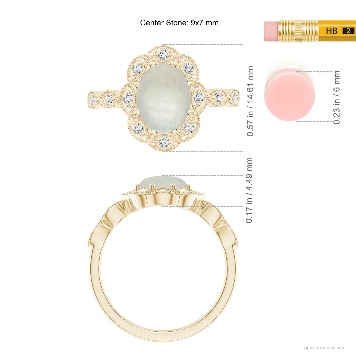 A - Moonstone / 1.84 CT / 14 KT Yellow Gold