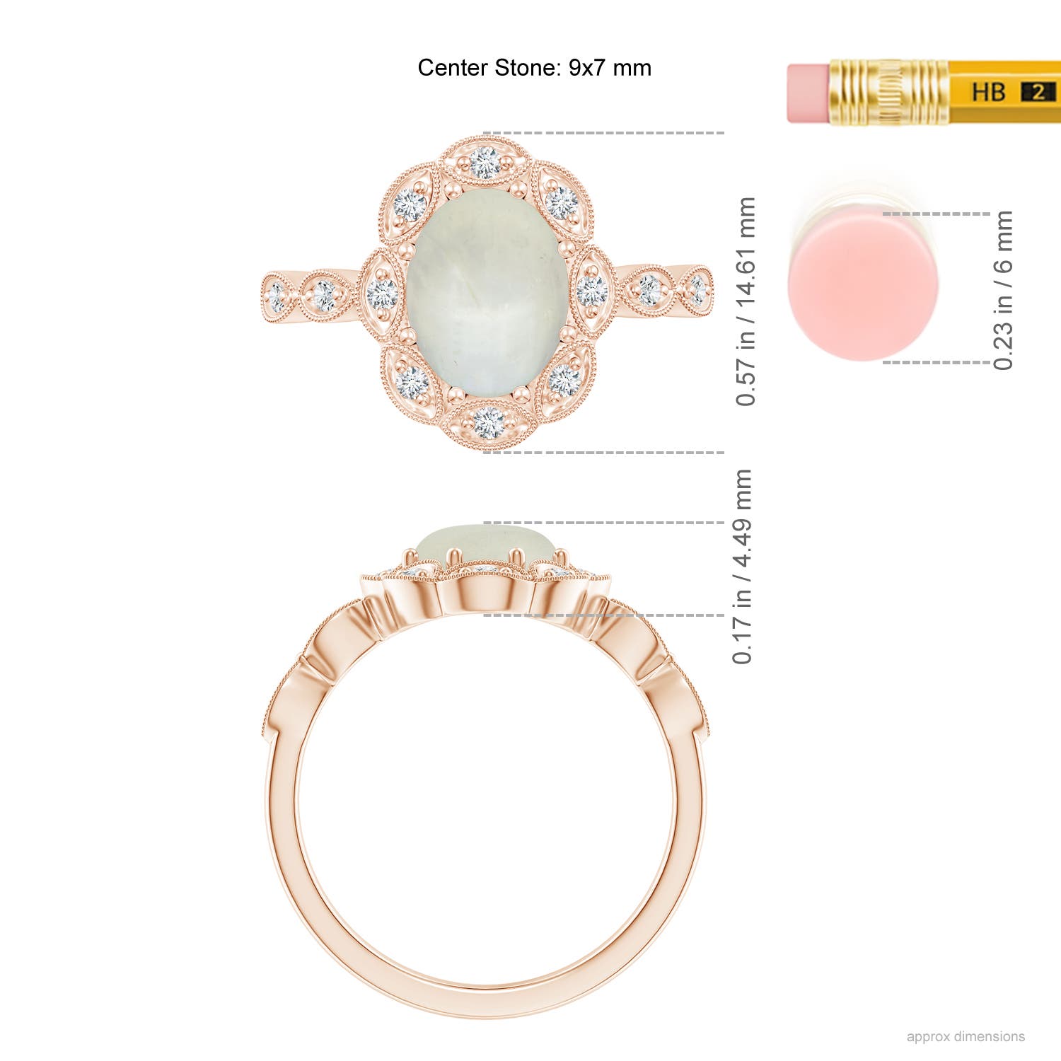 AA - Moonstone / 1.84 CT / 14 KT Rose Gold