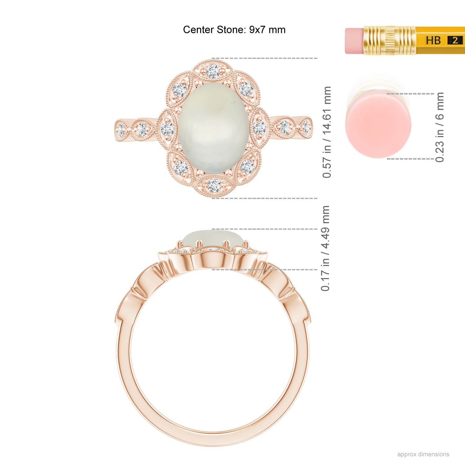 AAA - Moonstone / 1.84 CT / 14 KT Rose Gold