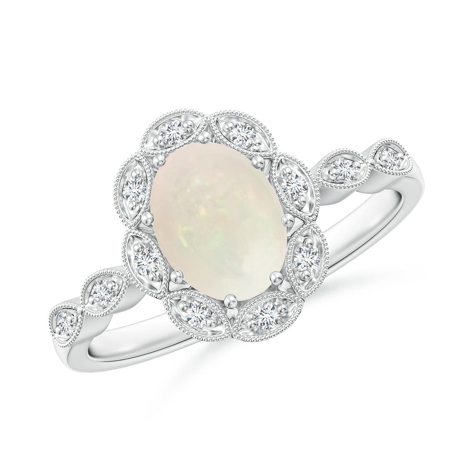 A - Opal / 0.9 CT / 14 KT White Gold