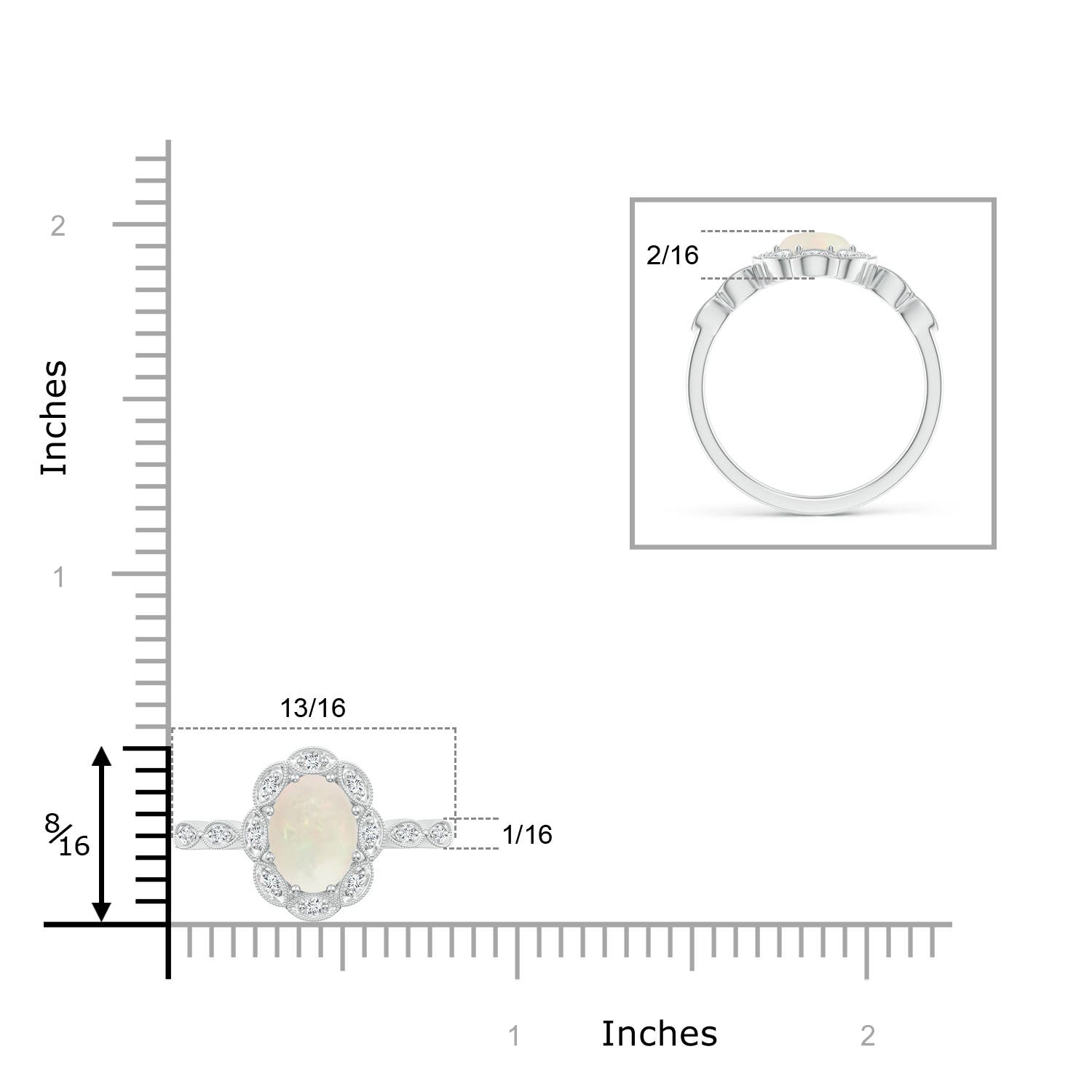 A - Opal / 0.9 CT / 14 KT White Gold