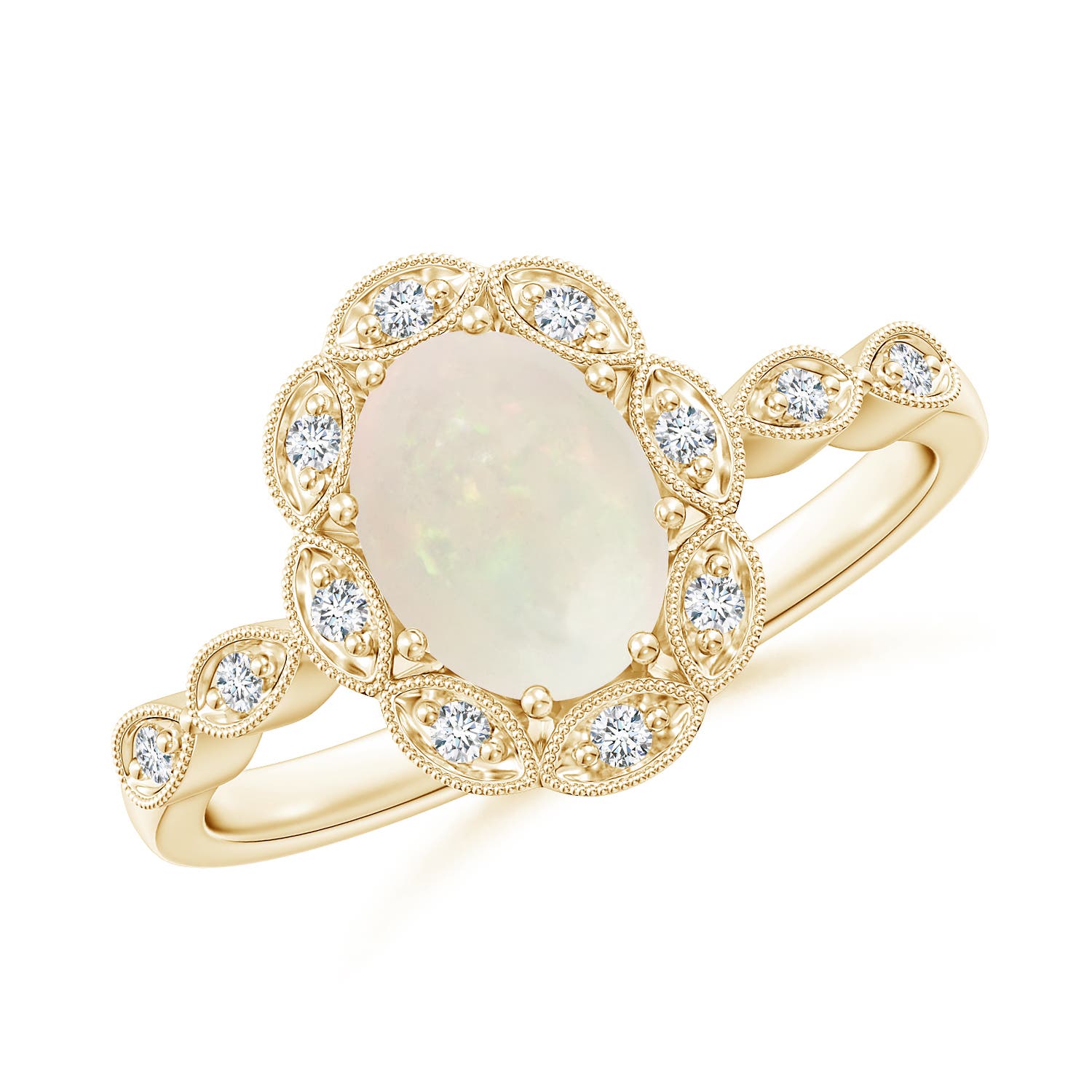 A - Opal / 0.9 CT / 14 KT Yellow Gold