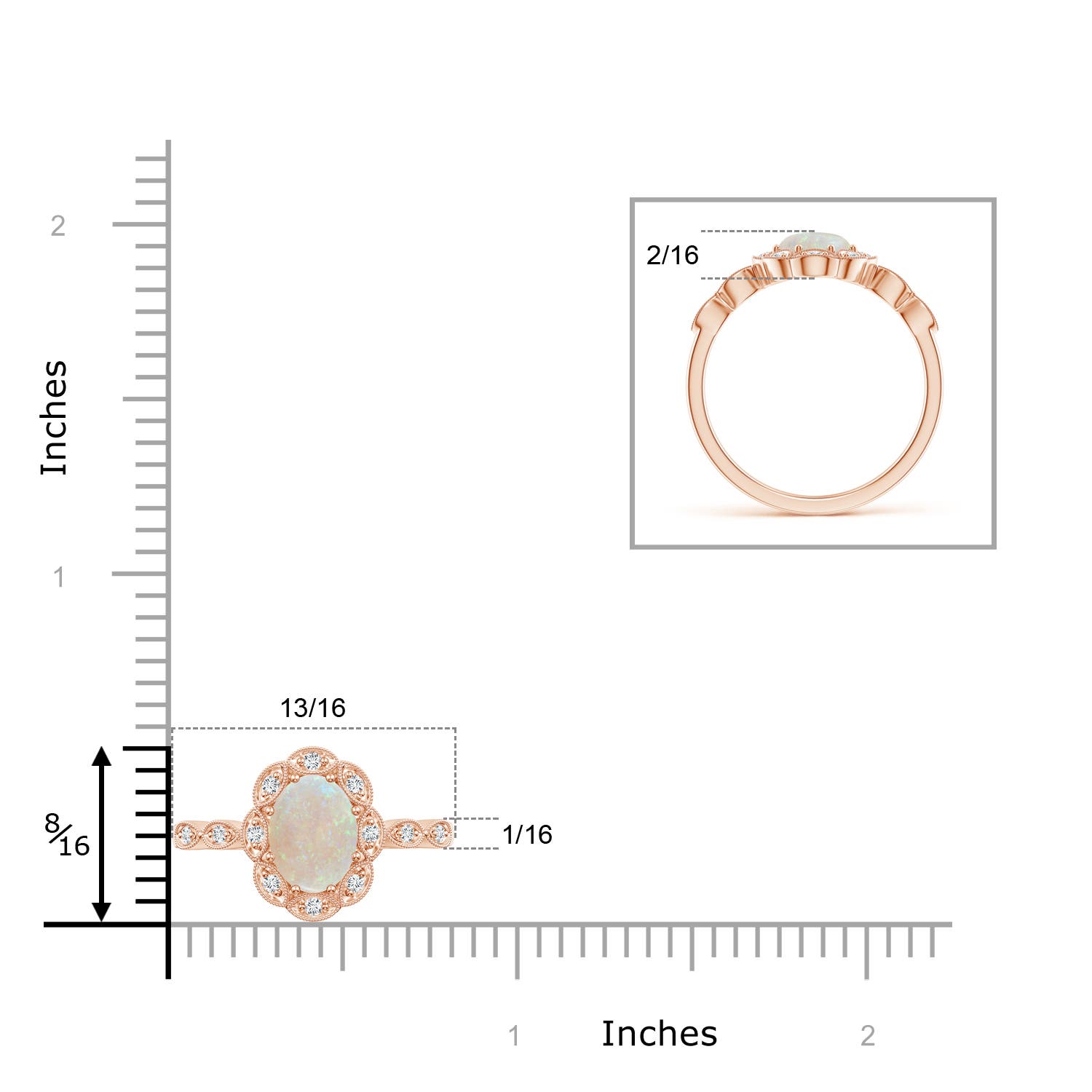 AA - Opal / 0.9 CT / 14 KT Rose Gold