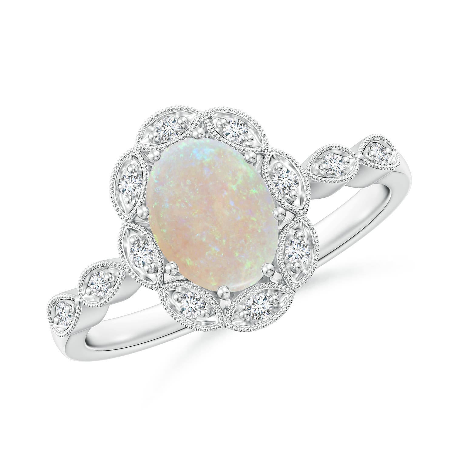 AA - Opal / 0.9 CT / 14 KT White Gold