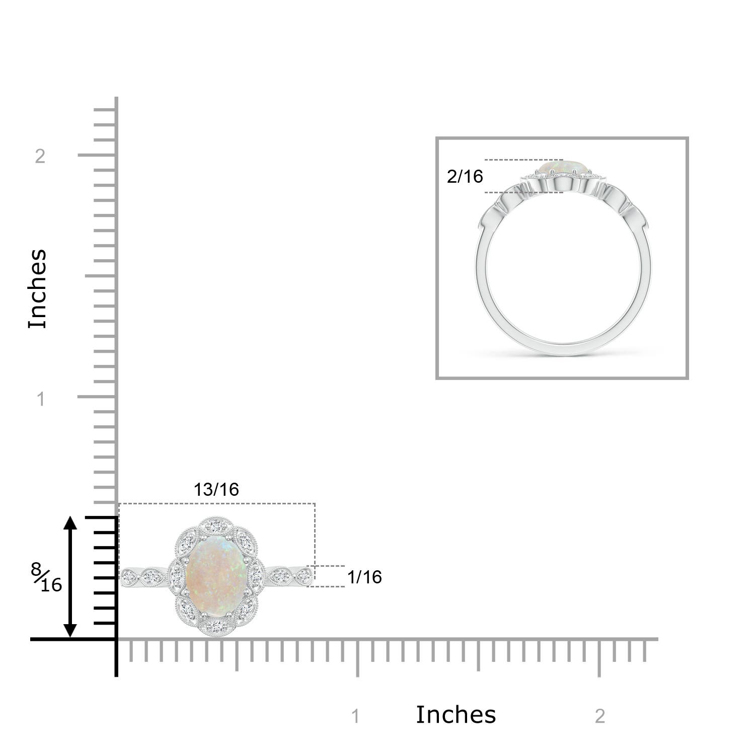 AA - Opal / 0.9 CT / 14 KT White Gold