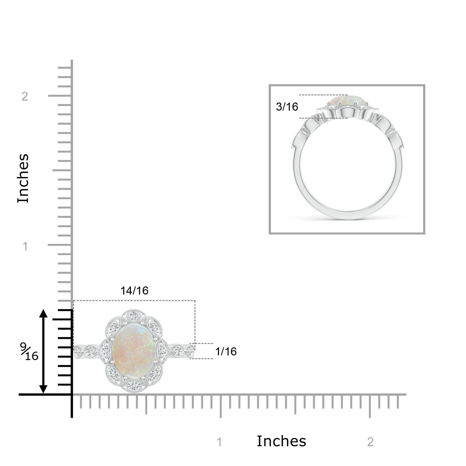 AA - Opal / 1.24 CT / 14 KT White Gold