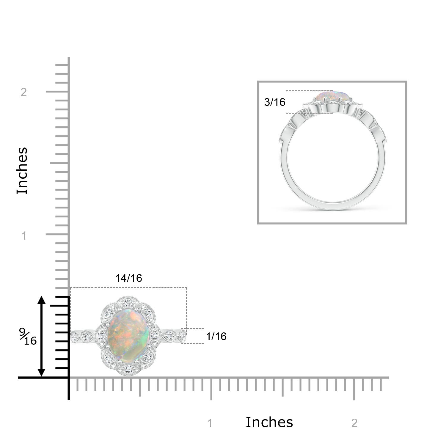 AAAA - Opal / 1.24 CT / 14 KT White Gold