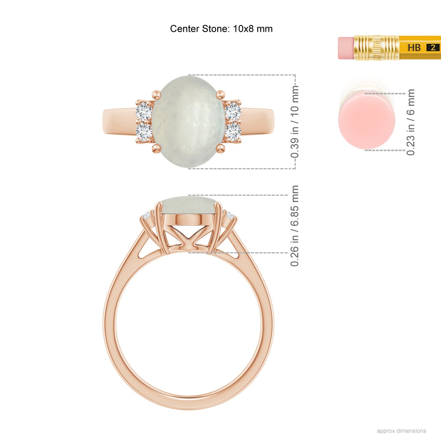 A - Moonstone / 2.66 CT / 14 KT Rose Gold