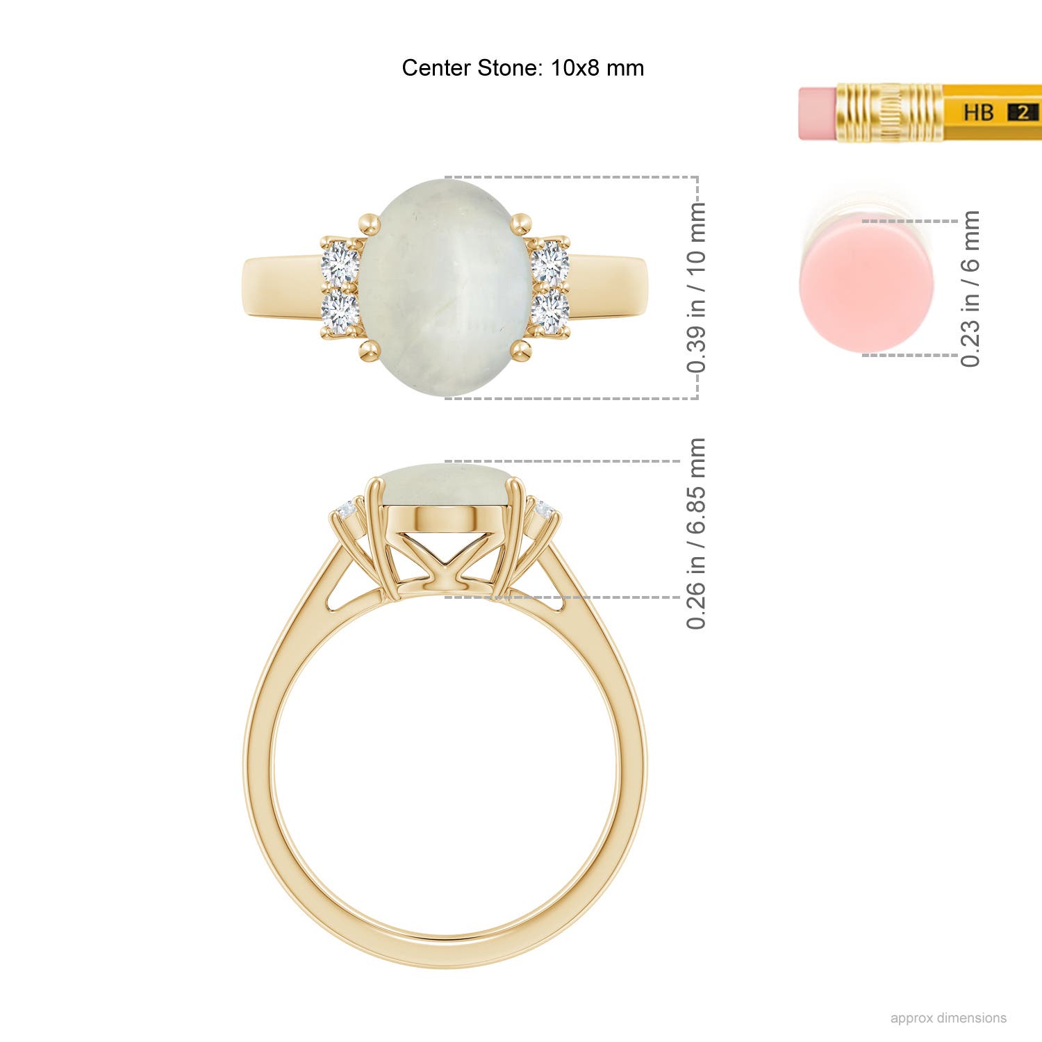 AA - Moonstone / 2.66 CT / 14 KT Yellow Gold