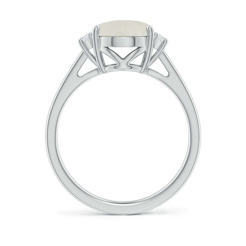 10x8mm AAAA Oval-Shaped Moonstone Solitaire Ring with Diamond Accents in White Gold Side-1