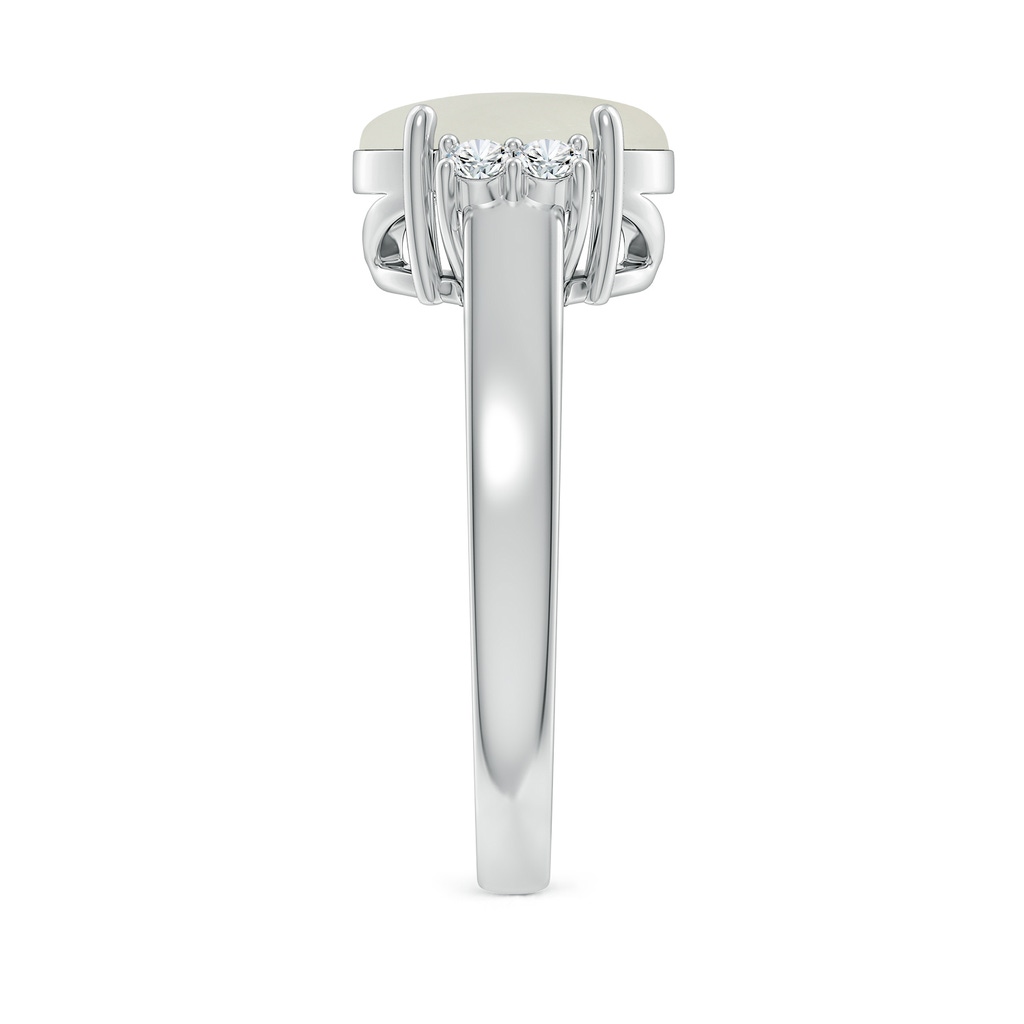 10x8mm AAAA Oval-Shaped Moonstone Solitaire Ring with Diamond Accents in White Gold Side-2
