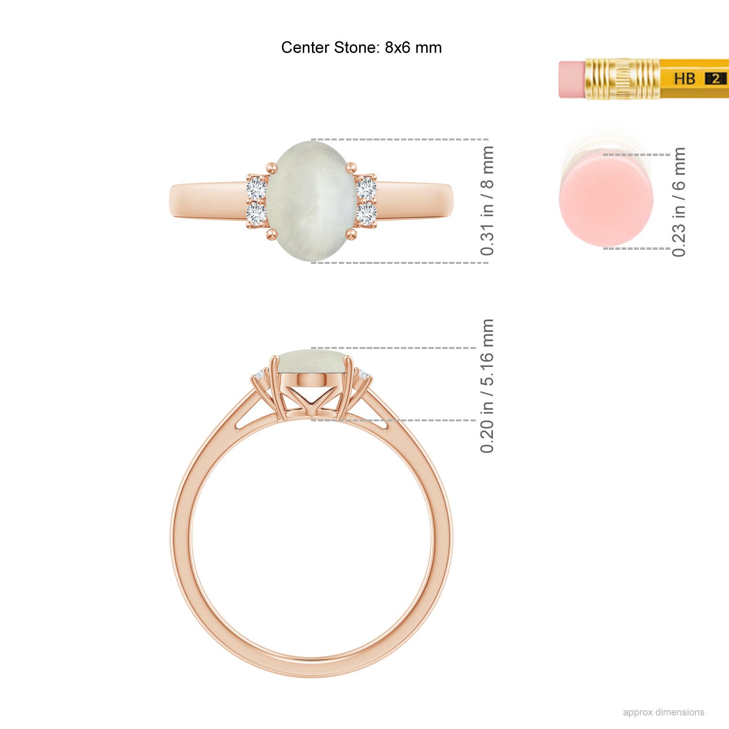 AA - Moonstone / 1.17 CT / 14 KT Rose Gold