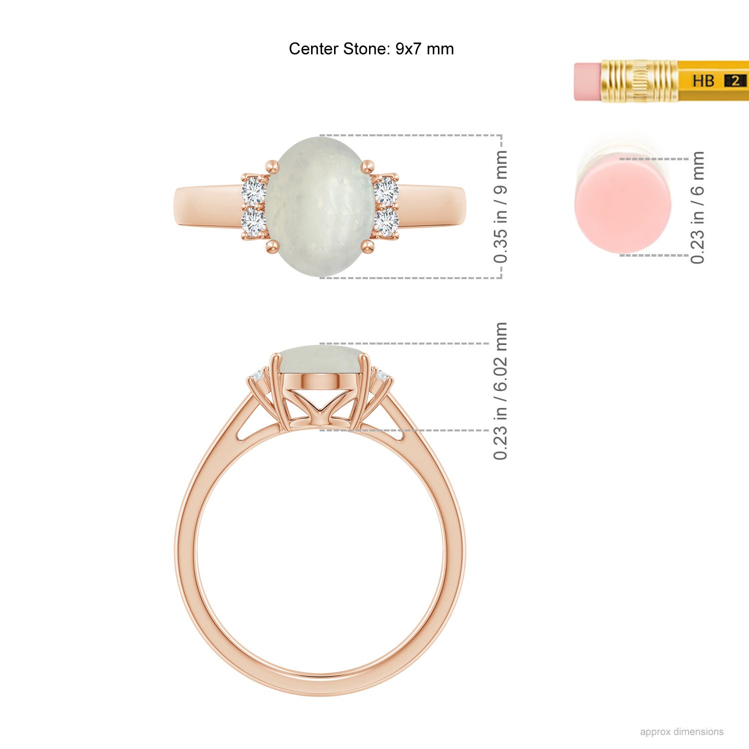 A - Moonstone / 1.8 CT / 14 KT Rose Gold