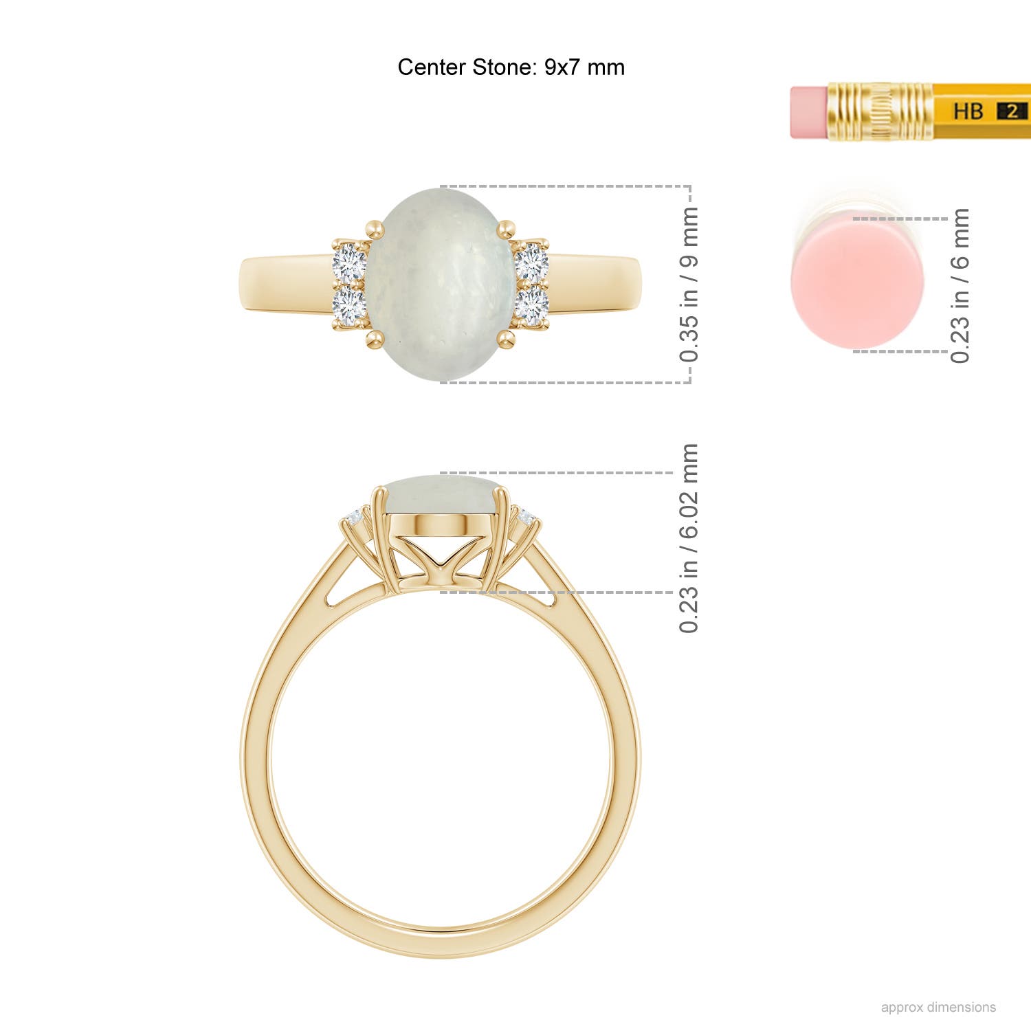 A - Moonstone / 1.8 CT / 14 KT Yellow Gold