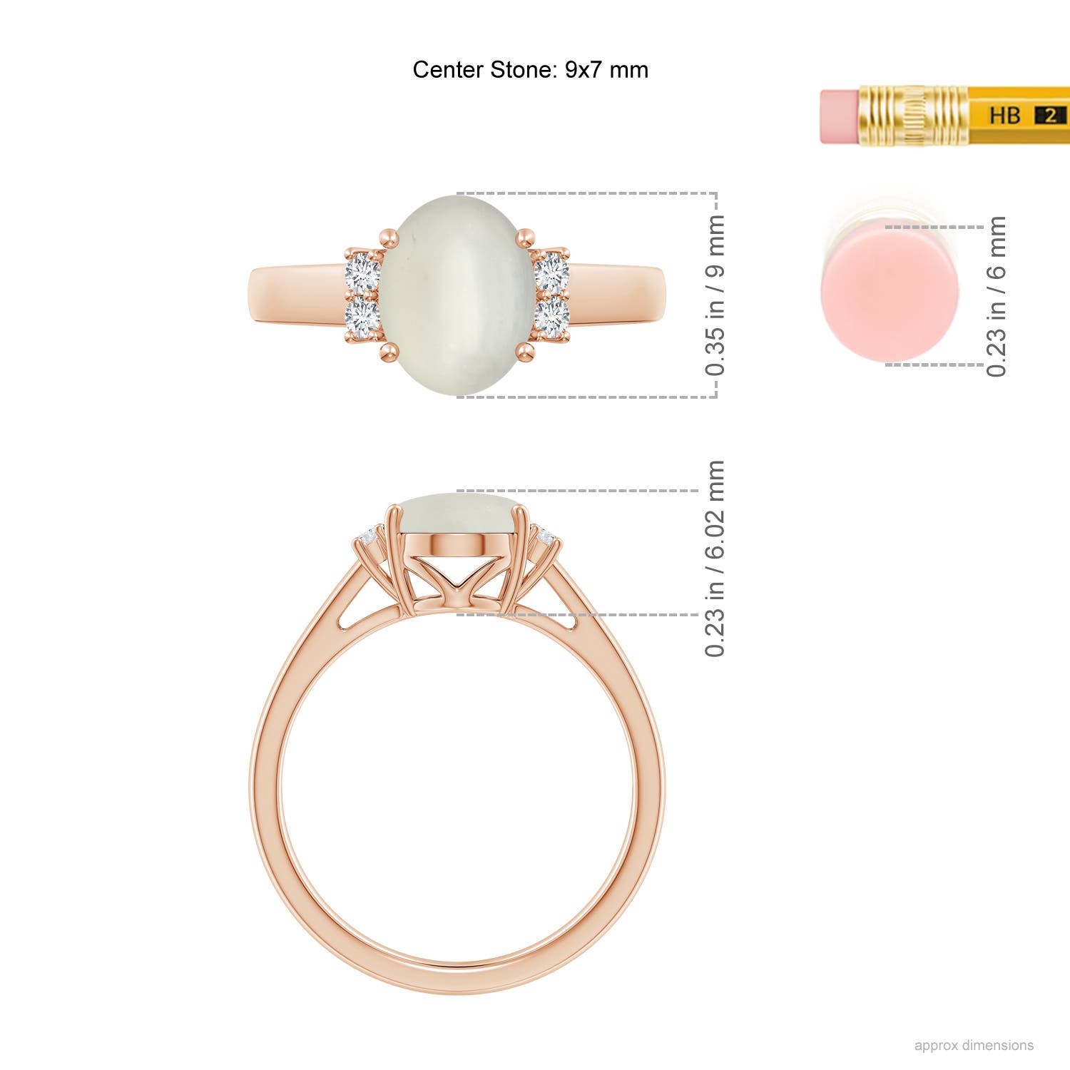 AAA - Moonstone / 1.8 CT / 14 KT Rose Gold