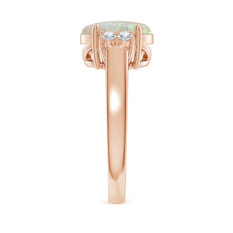10x8mm AAA Oval-Shaped Opal Solitaire Ring with Diamond Accents in Rose Gold side 299