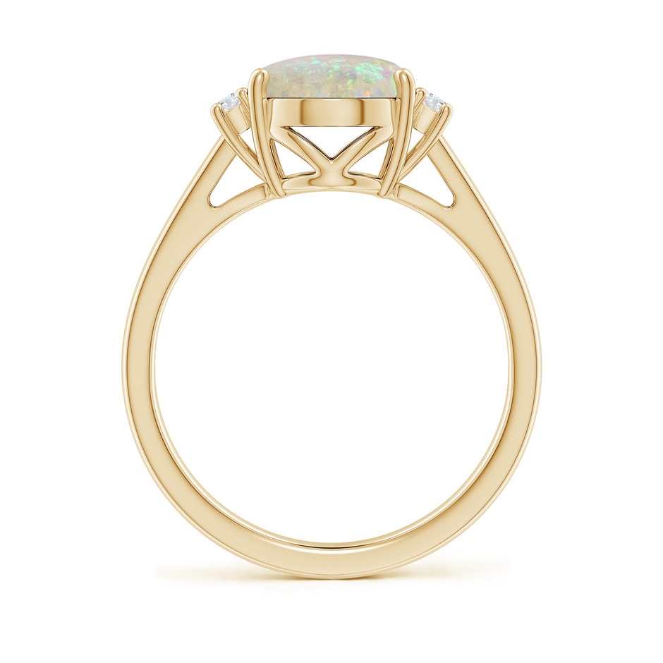 10x8mm AAA Oval-Shaped Opal Solitaire Ring with Diamond Accents in Yellow Gold side 199