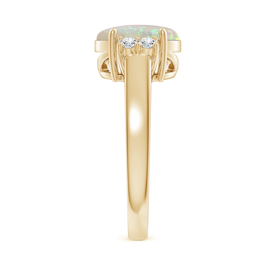 10x8mm AAA Oval-Shaped Opal Solitaire Ring with Diamond Accents in Yellow Gold side 299