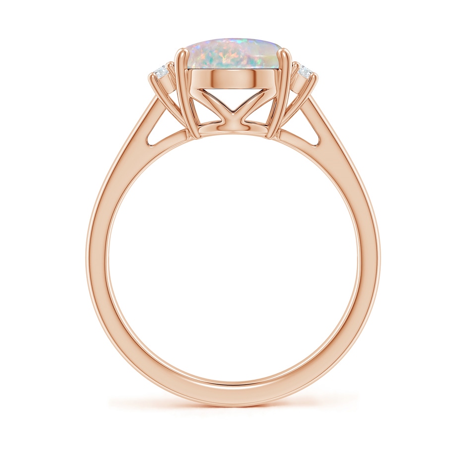 10x8mm AAAA Oval-Shaped Opal Solitaire Ring with Diamond Accents in Rose Gold side 199