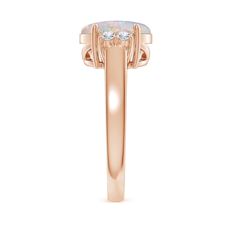 10x8mm AAAA Oval-Shaped Opal Solitaire Ring with Diamond Accents in Rose Gold side 299