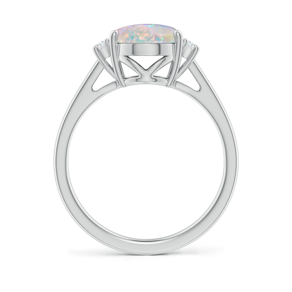 10x8mm AAAA Oval-Shaped Opal Solitaire Ring with Diamond Accents in White Gold Side 199