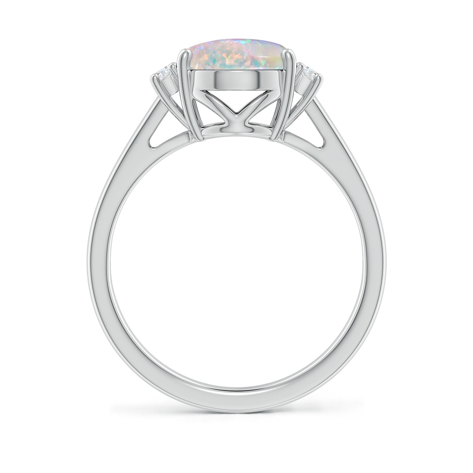 10x8mm AAAA Oval-Shaped Opal Solitaire Ring with Diamond Accents in White Gold side 199