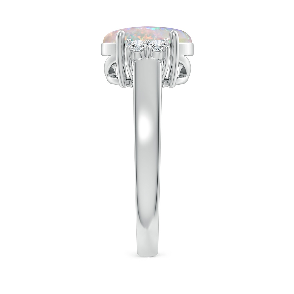 10x8mm AAAA Oval-Shaped Opal Solitaire Ring with Diamond Accents in White Gold Side 299