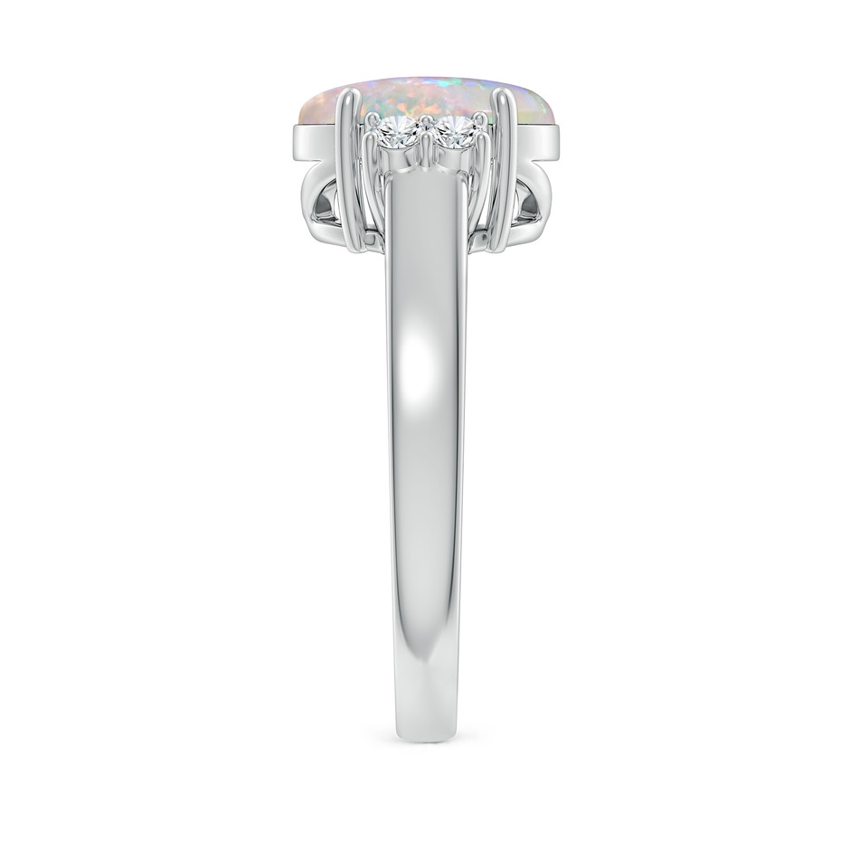 10x8mm AAAA Oval-Shaped Opal Solitaire Ring with Diamond Accents in White Gold side 299