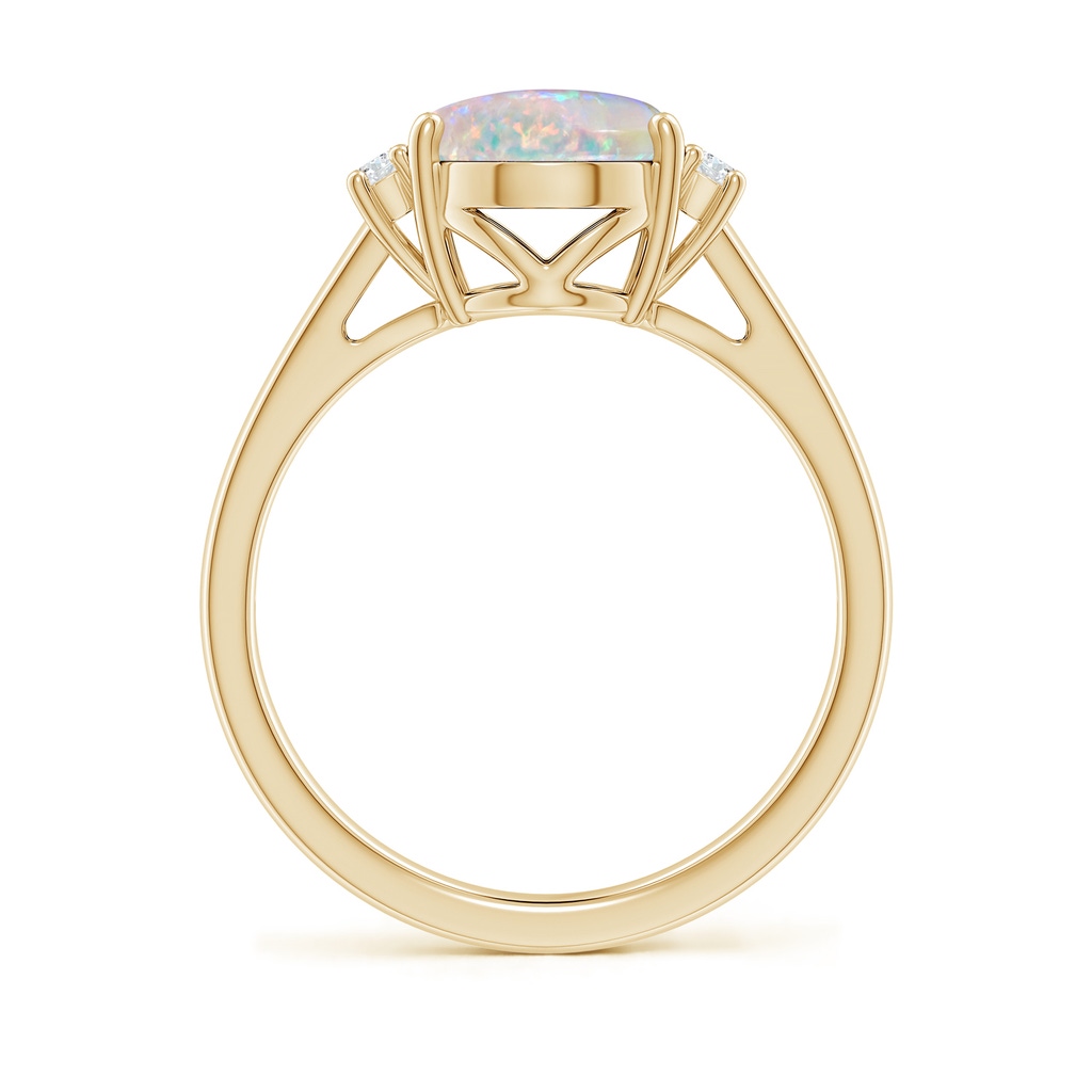 10x8mm AAAA Oval-Shaped Opal Solitaire Ring with Diamond Accents in Yellow Gold Side 199