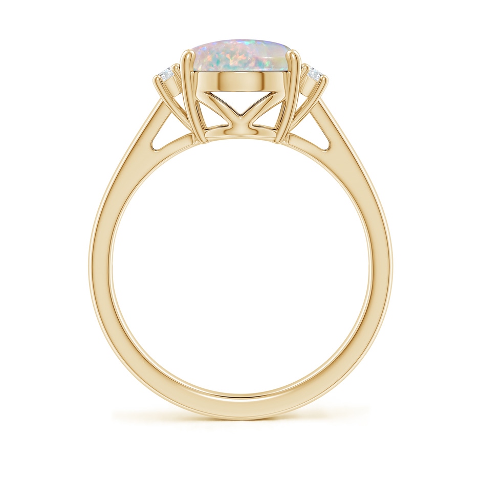 10x8mm AAAA Oval-Shaped Opal Solitaire Ring with Diamond Accents in Yellow Gold side 199