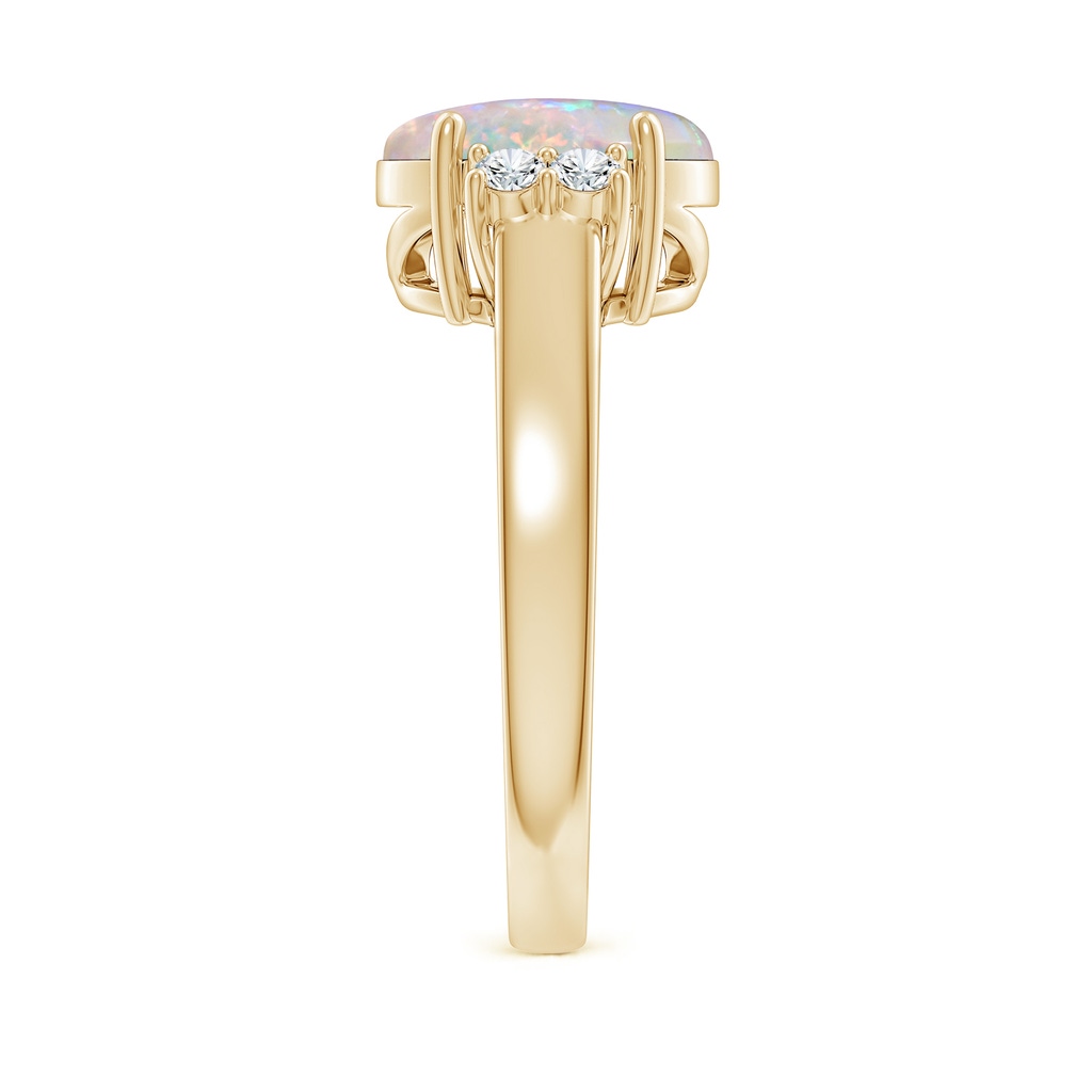 10x8mm AAAA Oval-Shaped Opal Solitaire Ring with Diamond Accents in Yellow Gold Side 299